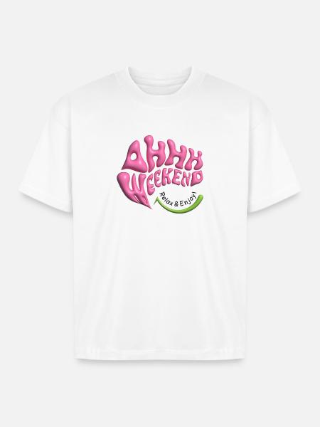 ahhh weekend - Boxy Fit Unisex T-Shirt - white