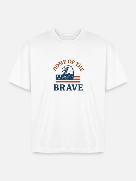 Patriotic Eagle with Bold Text - Boxy Fit Unisex T-Shirt - white