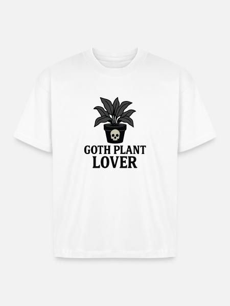 Goth Plant Skull Design - Boxy Fit Unisex T-Shirt - white