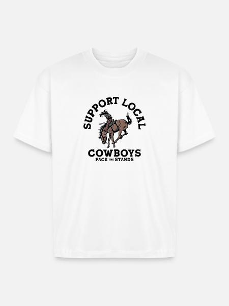 Soutenez les cow-boys locaux - T-shirt boxy unisexe - blanc