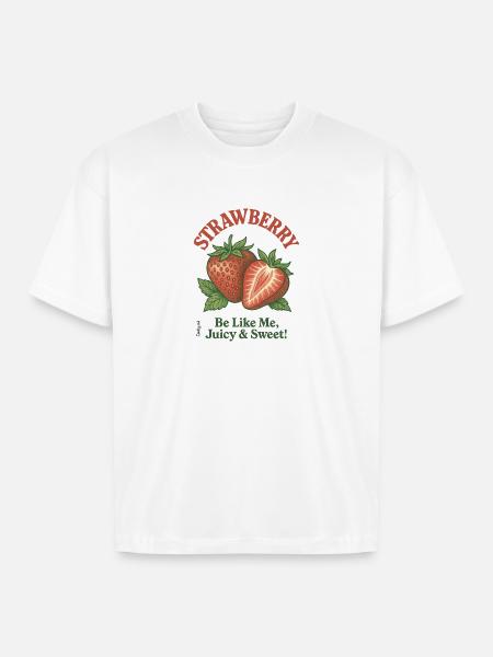 Sweet Like Strawberry - Boxy Fit Unisex T-Shirt - white