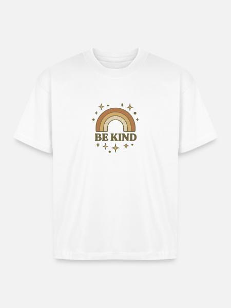 Be Kind Retro Rainbow - Boxy Fit Unisex T-Shirt - white