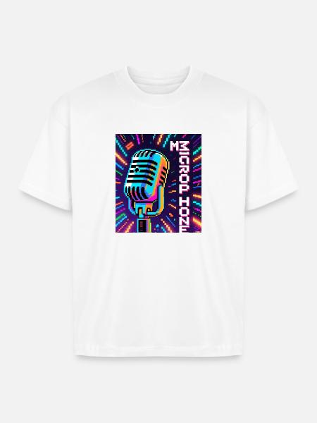 Retro Microphone - Boxy Fit Unisex T-Shirt - white