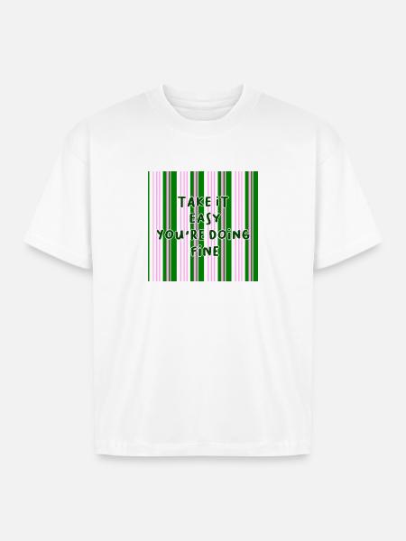 Take It Easy Encouragement Stripes - Boxy Fit Unisex T-Shirt - white