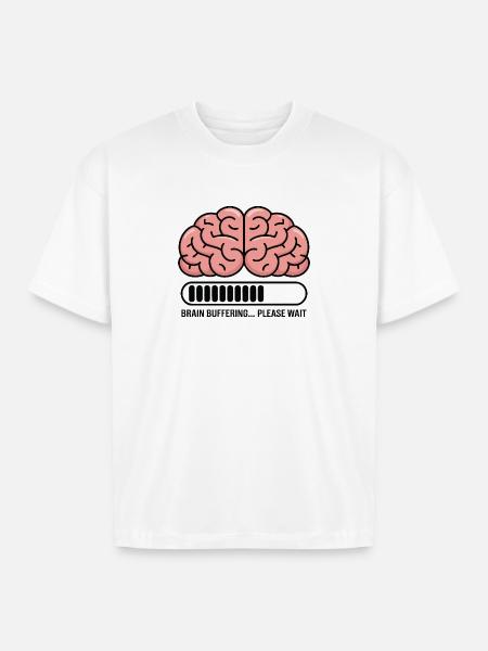 Brain Buffering Loading Graphic - Boxy Fit Unisex T-Shirt - white