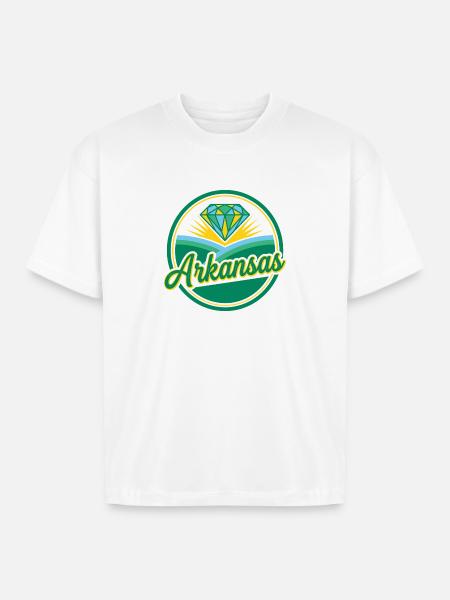 Arkansas Diamond Sunrise Emblem - Boxy Fit Unisex T-Shirt - white