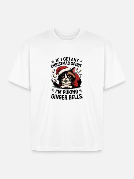 Grumpy Cat in Santa Hat - Boxy Fit Unisex T-Shirt - white