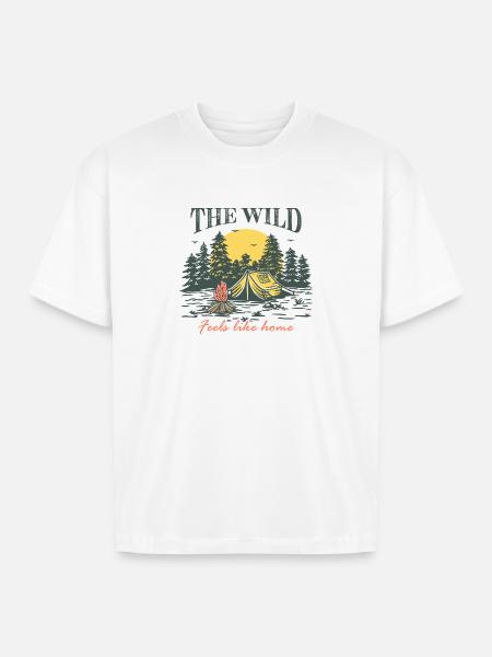 The Wild Feels Like Home - Boxy Fit Unisex T-Shirt - white