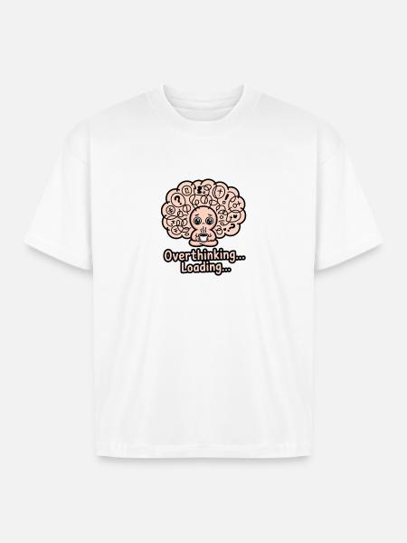 Overthinking Loading Brain - Boxy Fit Unisex T-Shirt - white