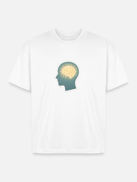 Neon Brain Glow Silhouette - Boxy Fit Unisex T-Shirt - white