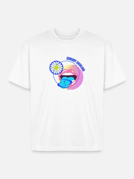 Sensory Overload Glitch Aesthetic - Boxy Fit Unisex T-Shirt - white