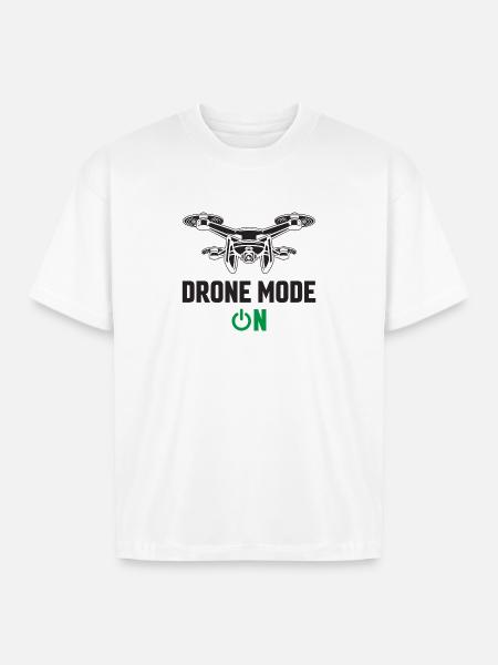 Drone Mode: On - Boxy Fit Unisex T-Shirt - white