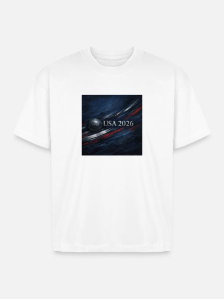 USA 2026 Soccer Emblem - Boxy Fit Unisex T-Shirt - white