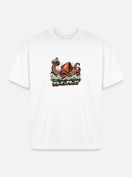 Kraken Attack - Boxy Fit Unisex T-Shirt - white