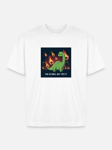 Dino Doing Its Best - Boxy Fit Unisex T-Shirt - white