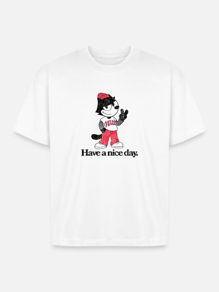 Felix The Cat In Skater Style & Have A Nice Day - Boxy Fit Unisex T-Shirt - white