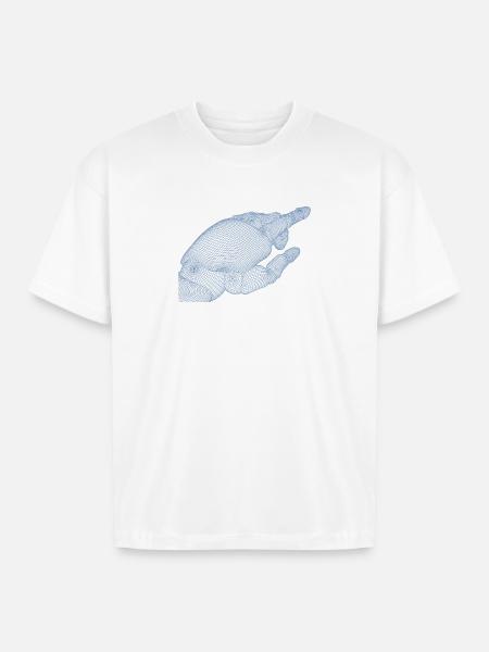 Geometric Hand Silhouette with Fractals - Boxy Fit Unisex T-Shirt - white
