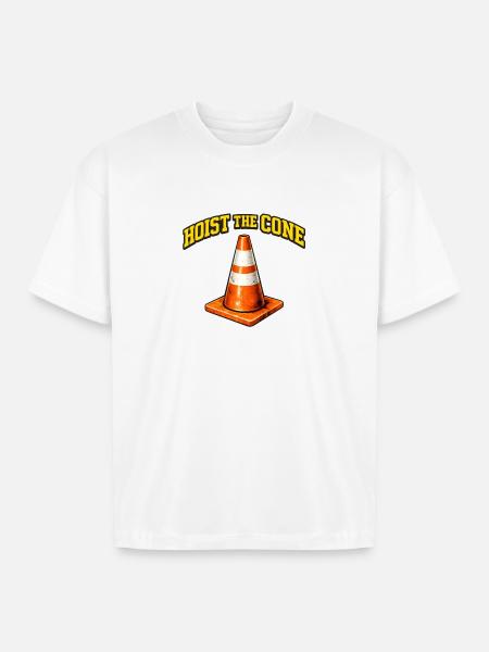 Hoist The Cone Funny Baseball Meme - Boxy Fit Unisex T-Shirt - white