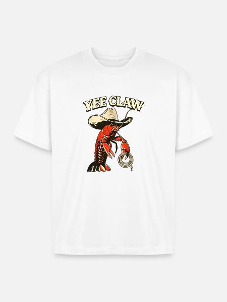 Yee Claw Lobster Cowboy - Boxy Fit Unisex T-Shirt - white