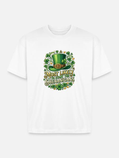 Leprechaun Hat Shenanigans - Boxy Fit Unisex T-Shirt - white