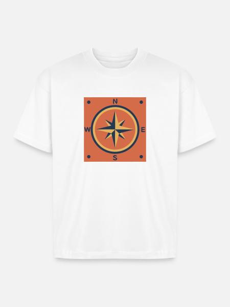 Retro Compass Rose Outdoor - Boxy Fit Unisex T-Shirt - white