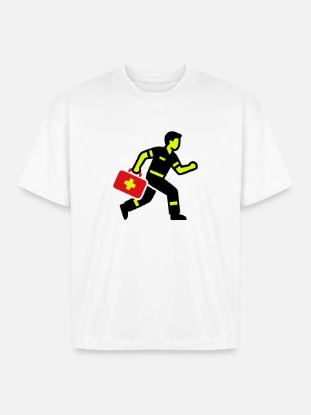 Paramedic Running First Aid Kit - Boxy Fit Unisex T-Shirt - white