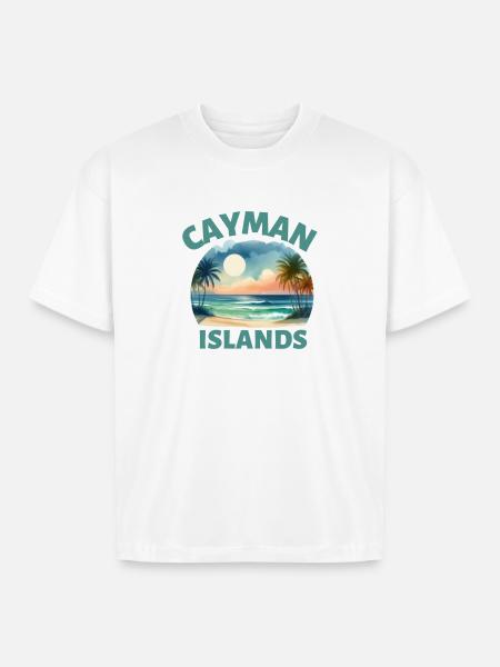 Cayman Islands Sunset Beach - Boxy Fit Unisex T-Shirt - white