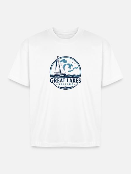 Great Lakes Sailing Logo - Boxy Fit Unisex T-Shirt - white