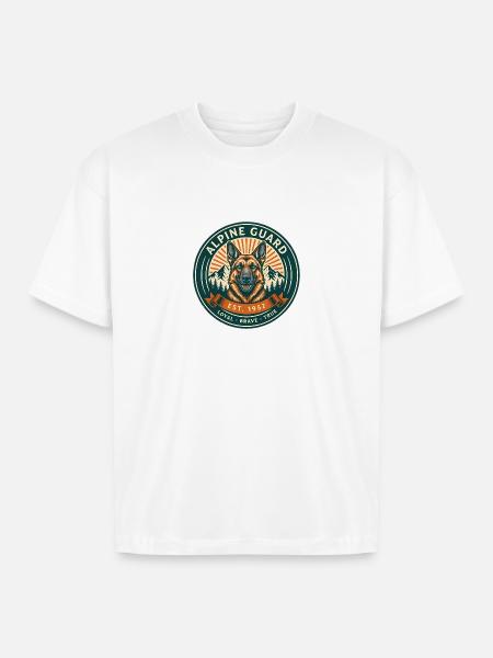 Alpine Guard Badge - Boxy Fit Unisex T-Shirt - white