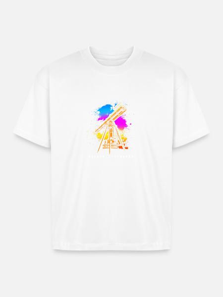Astrophotography Galaxy Telescope - Boxy Fit Unisex T-Shirt - white