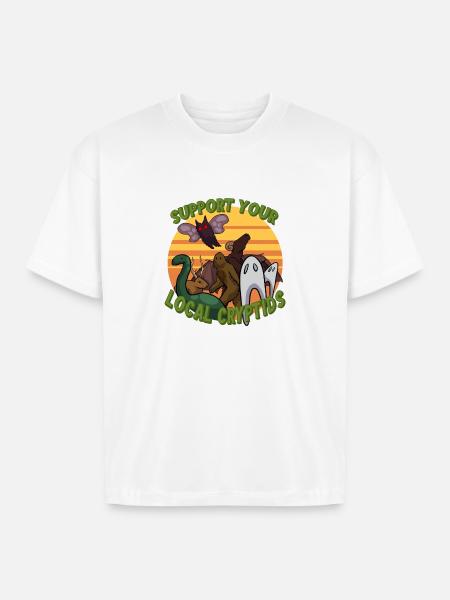 Support Your Local Cryptids - Boxy Fit Unisex T-Shirt - white