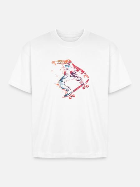 Skateboarder Comic Style - Boxy Fit Unisex T-Shirt - white