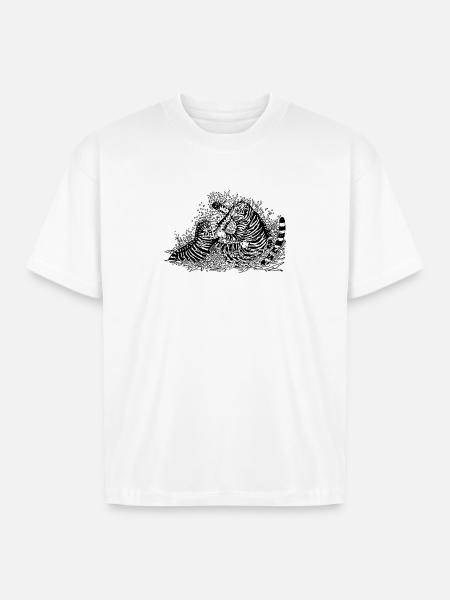 Fighting tigers - Boxy Fit Unisex T-Shirt - white