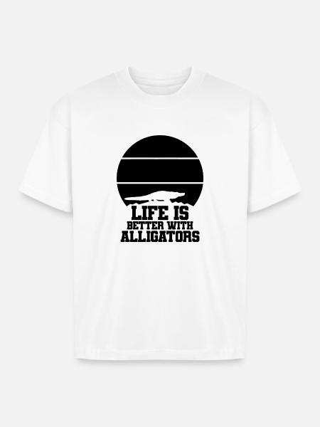 Alligator Silhouette - Boxy Fit Unisex T-Shirt - white