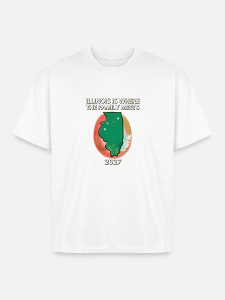 Illinois Family Map 2027 Reunion - Boxy Fit Unisex T-Shirt - white
