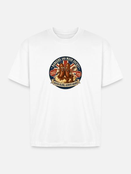 Bangers and Mash Society - Boxy Fit Unisex T-Shirt - white