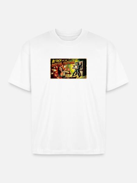 Attack of the Digital Fatigue - Boxy Fit Unisex T-Shirt - white