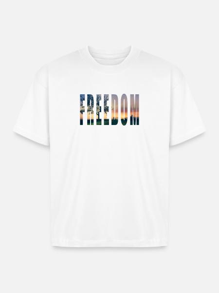 FREEDOM2 - Boxy Fit Unisex T-Shirt - white
