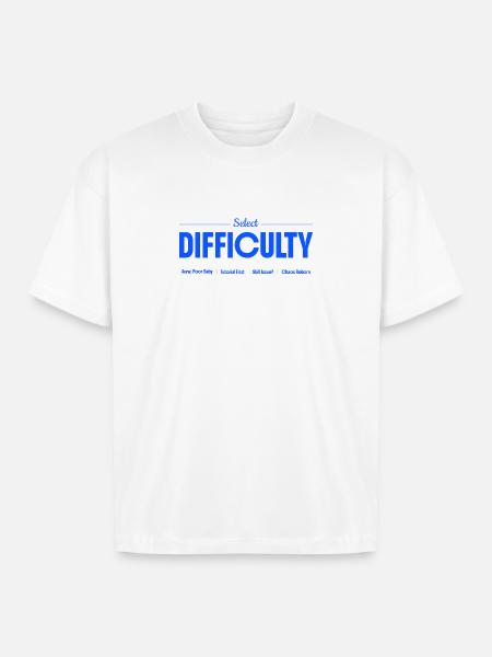Select Difficulty Gaming - Boxy Fit Unisex T-Shirt - white