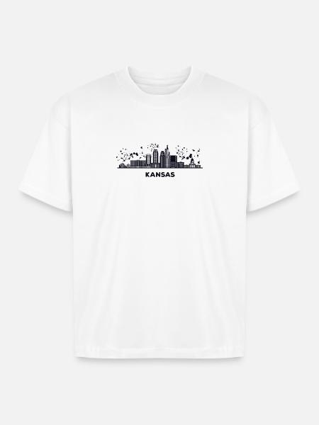 Kansans Skyline Cityscape Kansas - Boxy Fit Unisex T-Shirt - white