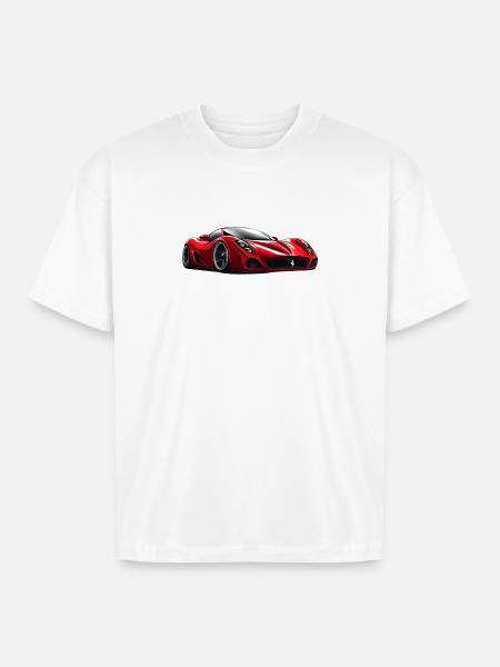 Crimson Velocity Sports Car - Boxy Fit Unisex T-Shirt - white