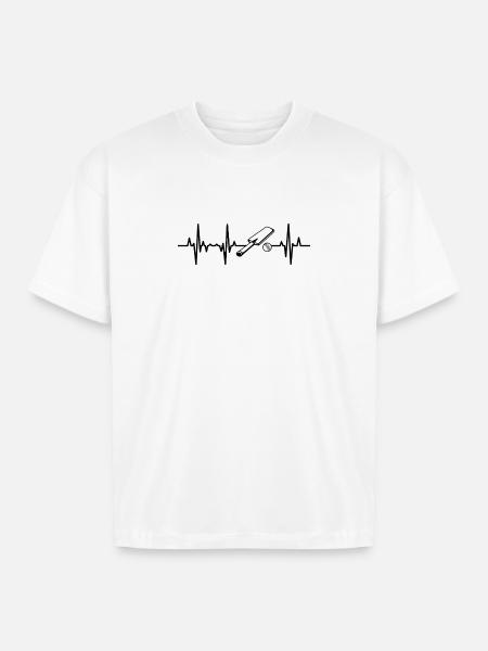 Cricket ECG Heartline - Boxy Fit Unisex T-Shirt - white