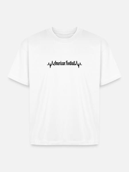 American Football ECG Heartline - Boxy Fit Unisex T-Shirt - white