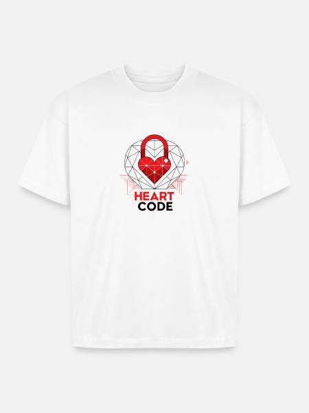 a-geometric-lock-shape-with-a-smooth-red-heart- - Boxy Fit Unisex T-Shirt - white