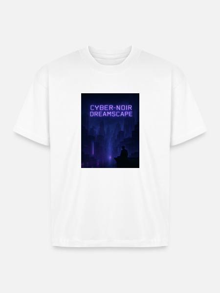 Cyber-Noir Dreamscape Design - Boxy Fit Unisex T-Shirt - white