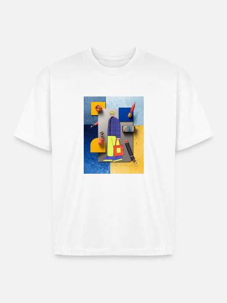 Bold Pop Art Fashion Collage - Boxy Fit Unisex T-Shirt - white