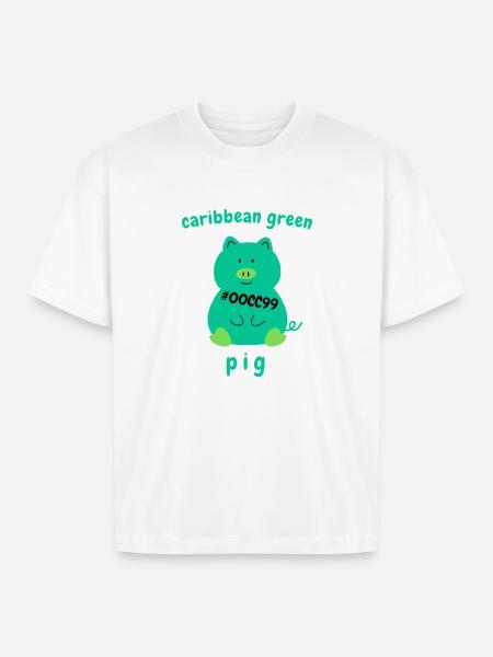 Caribbean green Pig - Boxy Fit Unisex T-Shirt - white
