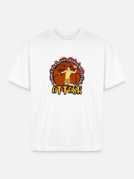 Flame Dunk Attack Basketball - Boxy Fit Unisex T-Shirt - white