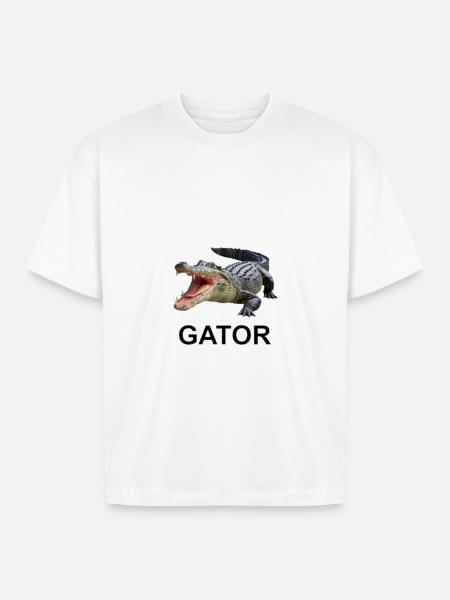 Gator shirt - Boxy Fit Unisex T-Shirt - white