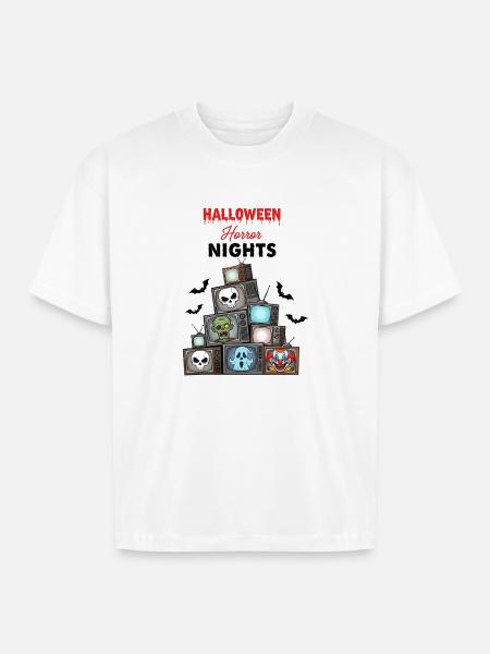 Stacked TV Monsters Halloween - Boxy Fit Unisex T-Shirt - white